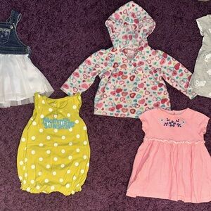 Set of FIVE Baby girl 6 Month Dress/Romper Bundle